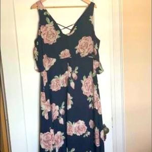 Cold Shoulder Floral Maxi Dress